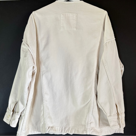 Zara Oversized Cotton Chore Jacket Natural XL Buttons - Picture 2 of 6